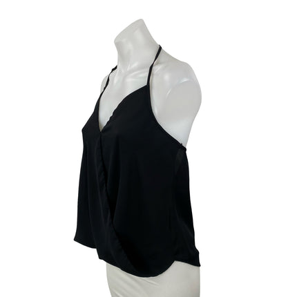 Eight Sixty Black Halter V Neck Sleeveless Open Back Backless Blouse Top Size XS