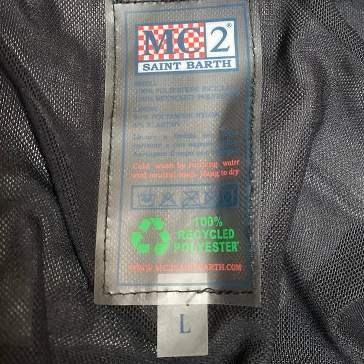 MC2 Saint Barth Men's Black Paisley Bandana Elastic Waist Jumbo Swim Shorts Sz L