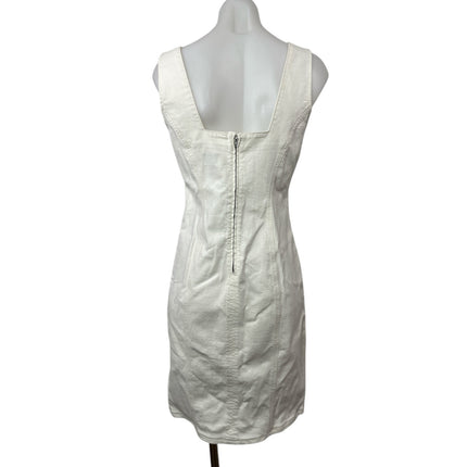 J.Crew White Square Neck Sleeveless Slit Zipper Mini Tank A-Line Denim Dress 4
