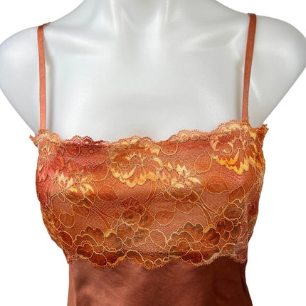 Banana Republic Brown Silk Satin Lace Spaghetti Strap Cami Camisole Tank Top M