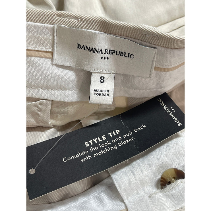 NEW Banana Republic Women's White High Rise Chino Khaki Bermuda Shorts Size 8