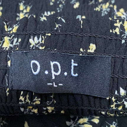 O.P.T Black Yellow Floral Sleeveless Tie Strap Cami Tank Midi A Line Dress Sz L