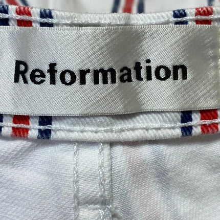 Reformation Charlie Women's White Multicolor Striped Button High Rise Shorts 28