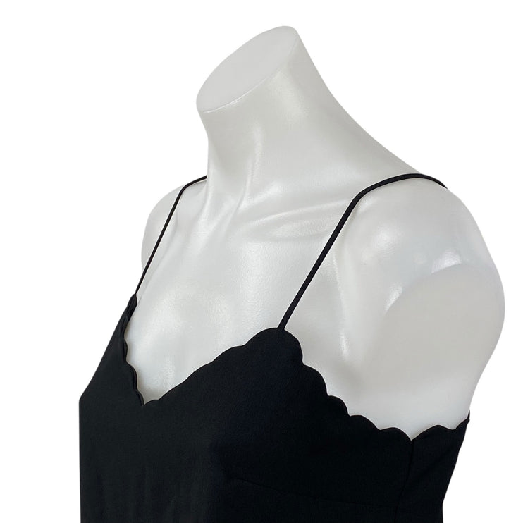 J.Crew Women's Black Sleeveless Scalloped V Neck Cami Camisole Tank Top Size 0