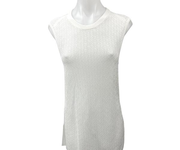 Aritzia Aritzia Wilfred White Sleeveless Crochet Open Knit Sheer Cover Up Tank Dress S | Sz: S