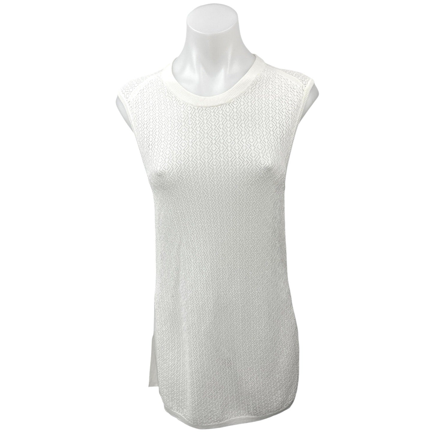 Aritzia Wilfred White Sleeveless Crochet Open Knit Sheer Cover Up Tank Dress S Aritzia Wilfred White Sleeveless Crochet Open Knit Sheer Cover Up Tank Dress S