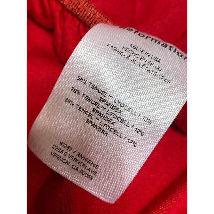 Reformation Women's Red Halter Cowl Sleeveless Open Back Blouse Tank Top Size S