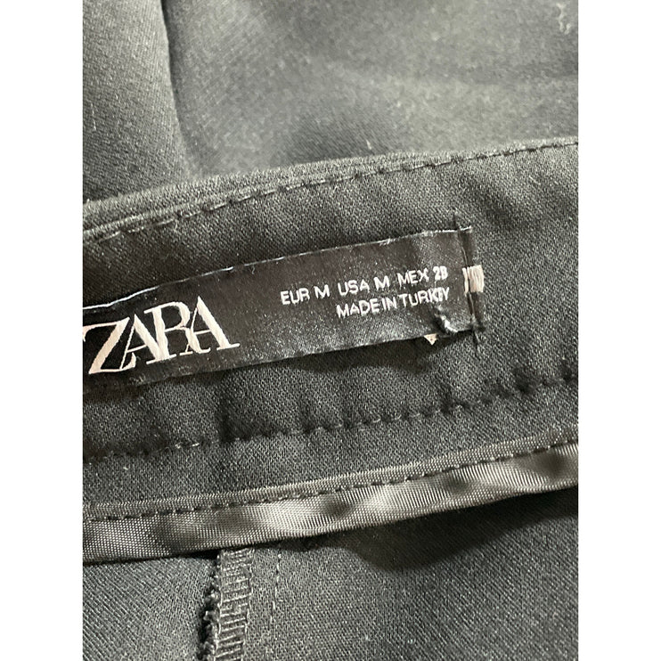 Zara Womens Black High Waisted Pintuck Straight Leg Trousers Dress Pants Size M