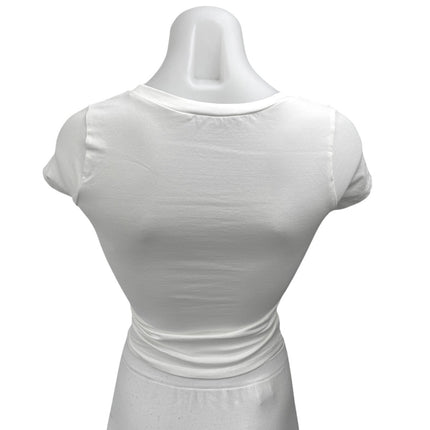 Princess Polly White Wine Glass Cocktail Short Sleeve T Shirt Tee Crop Top Sz 2