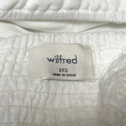 Aritzia Wilfred White Short Puff Sleeve Corset Bandeau Smocked Crop Top Size 2XS