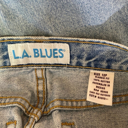 LA Blues Cotton Light Wash Classic Fit High Rise Straight Cropped Jeans Size 12P