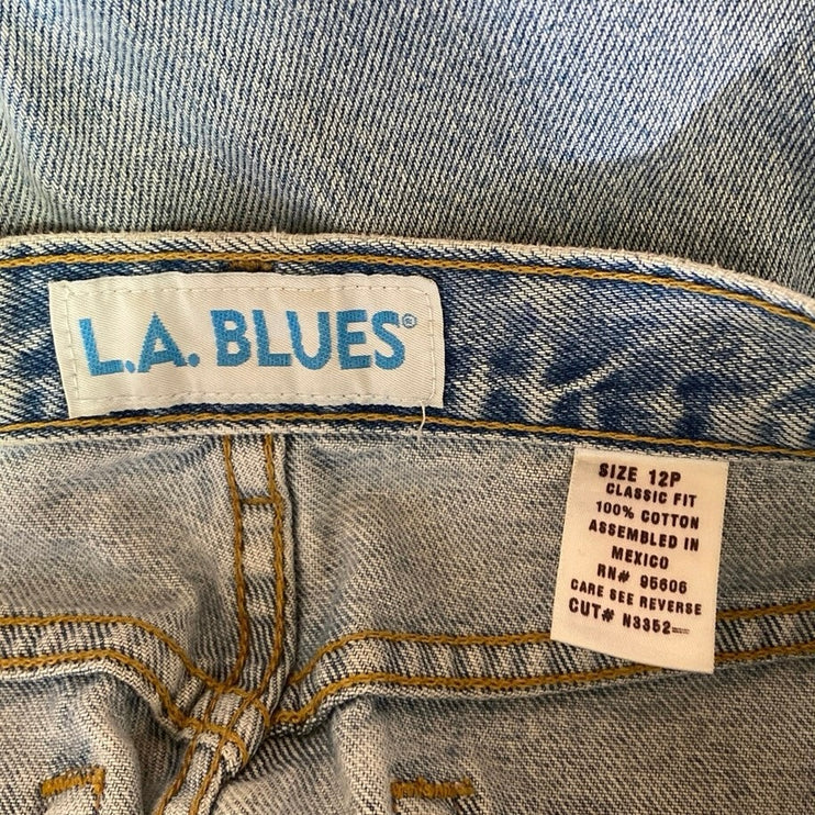 LA Blues Cotton Light Wash Classic Fit High Rise Straight Cropped Jeans Size 12P