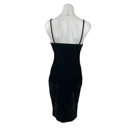 Popular 21 Women's Black Velvet Sleeveless Midi Cami Tank Bodycon Slip Dress M