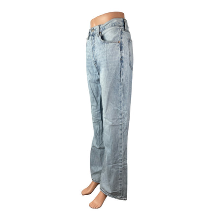 Denim Forum The Farrah High Rise Blue Baggy Straight Wide Leg Jeans Pants Sz 27