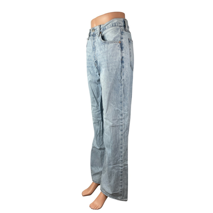 Denim Forum The Farrah High Rise Blue Baggy Straight Wide Leg Jeans Pants Sz 27