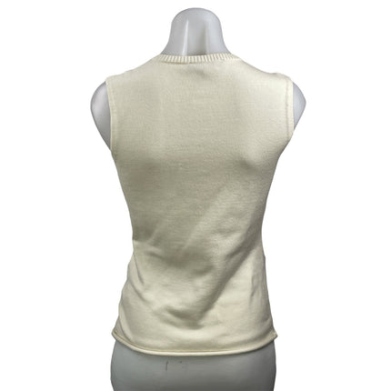 Lioness Women's Cream Sleeveless Knit Pocket Button Down Cardigan Sweater Top M