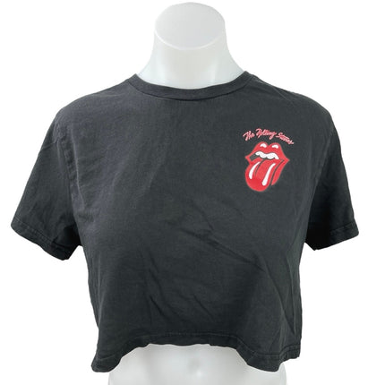 The Rolling Stones Black Red Graphic Crew Rock Band Crop T Shirt Tee Top Size S