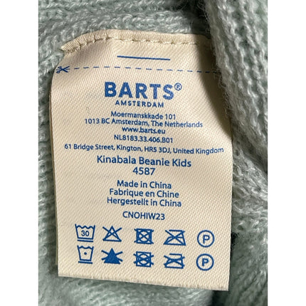 Barts Kids Girls Boys Unisex Blue Ribbed Knit Cuffed Bonnet Beanie Hat OS