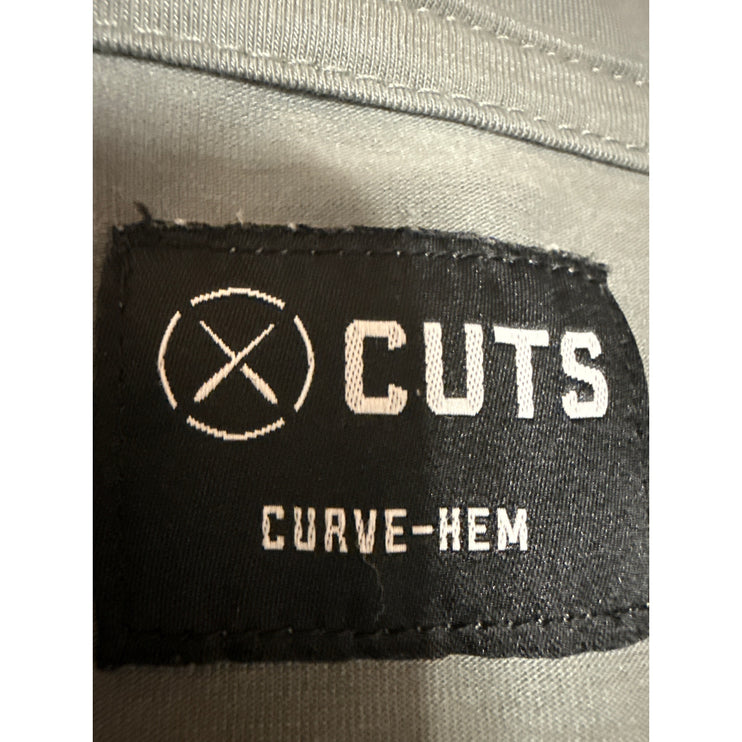 Cuts Curve Hem Men's Gray Short Sleeve Crew Neck Basic Tee T-Shirt Top Size XL