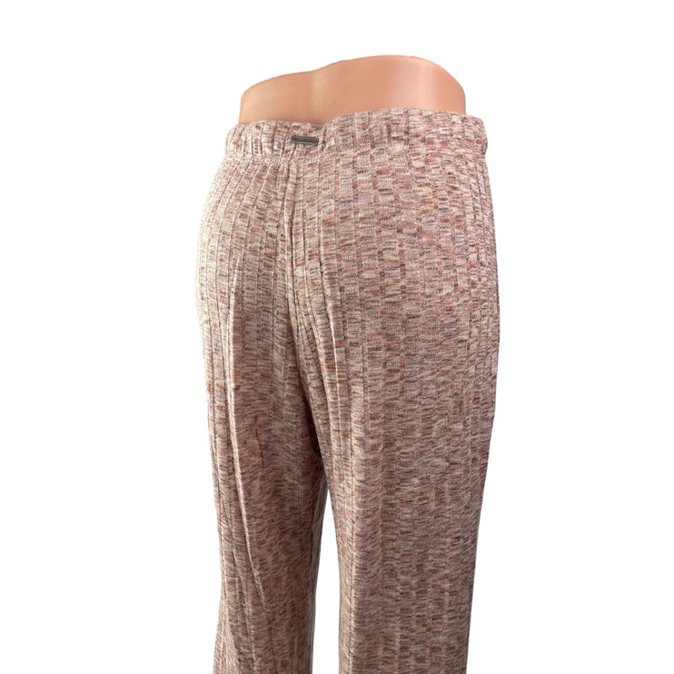 Billabong Women's Brown Knit High Waisted Flared Lounge Trousers Pants Size M