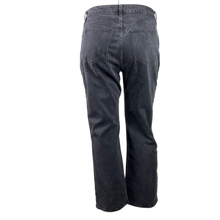 Abercrombie & Fitch The 90s Relaxed High Rise Black Straight Denim Jeans Size 33