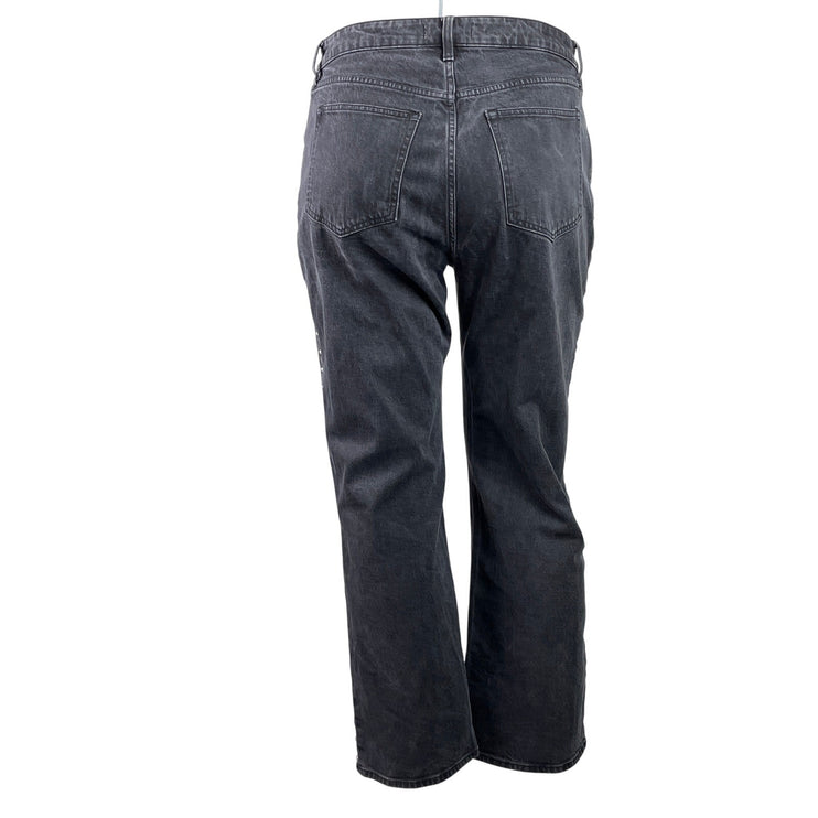 Abercrombie & Fitch The 90s Relaxed High Rise Black Straight Denim Jeans Size 33