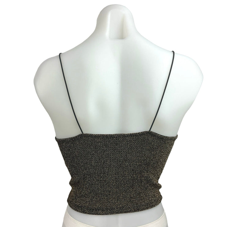 Divided by H&M Olive Green Glittered Metallic Cowl Crop Cami Tank Top Size XS