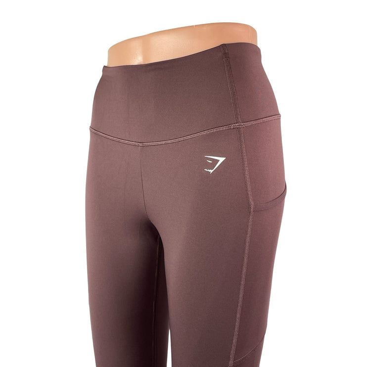Gymshark Women's Brown Mid Rise Yoga Workout Running Athletic Leggings Pants S