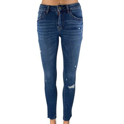 Etienne Marcel Women's Blue Distressed Mid Rise Skinny Denim Jeans Size 26