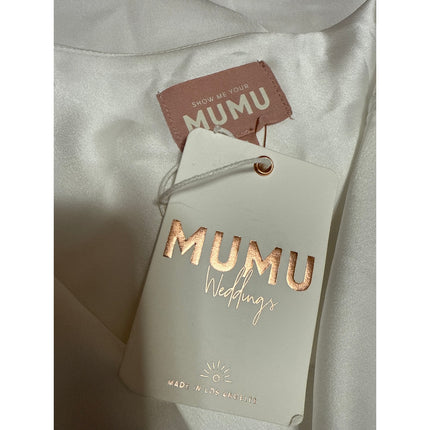 NEW Show Me Your Mumu White Silk Satin Halter Open Back Mini Slip Dress Size XS