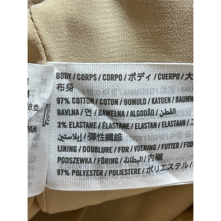 Abercrombie & Fitch Beige Sleeveless V Neck Button Shirt Crop Tank Vest Top Sz L