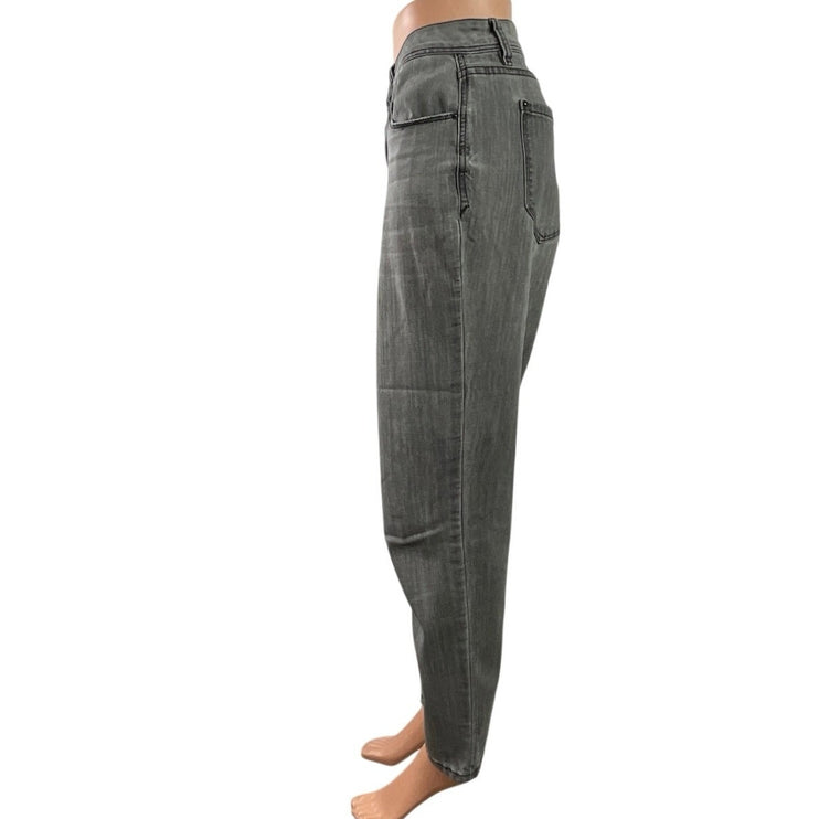 Kensie Women's Gray High Waisted Acid Wash Straight Leg Denim Jeans Pants Sz 12