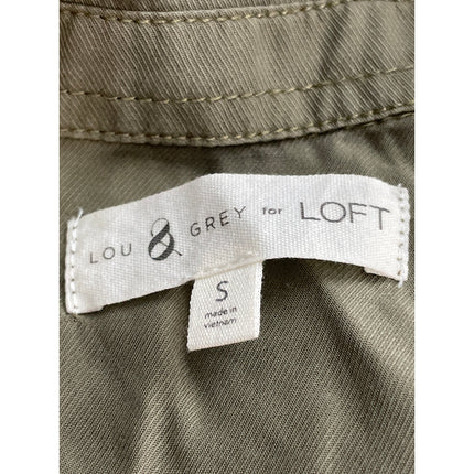 Lou & Grey for Loft Women's Green Collared Short Sleeve Wrap Front Blouse Top S