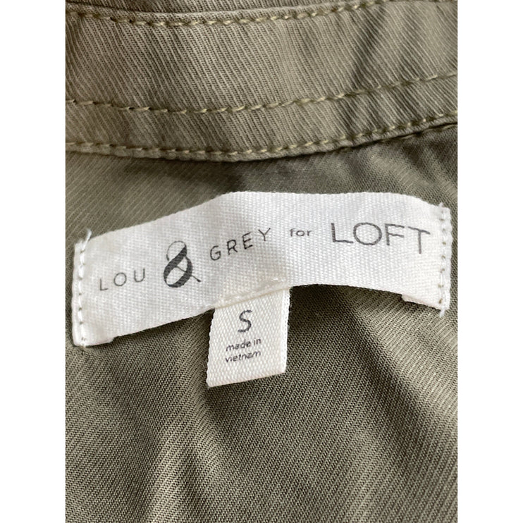 Lou & Grey for Loft Women's Green Collared Short Sleeve Wrap Front Blouse Top S