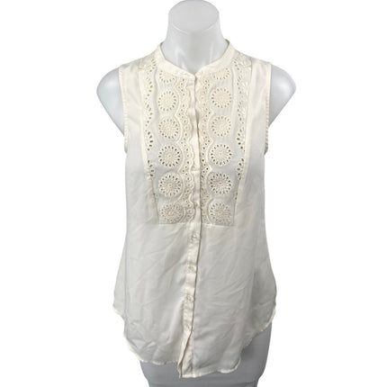Anthropologie Maeve Marguerite Cream White Eyelet Sleeveless Tank Blouse Top 4