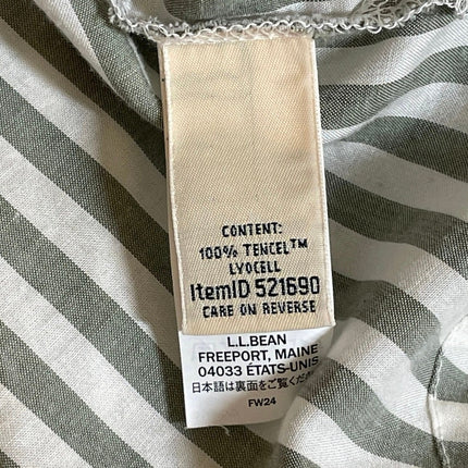 L.L. Bean Women's Green Striped Short Sleeve Blouse Button Down Shirt Size XL