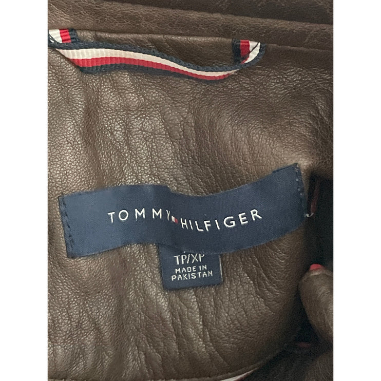 Tommy Hilfiger 100 Genuine Leather Women's Long Sleeve Military Coat Jacket XS