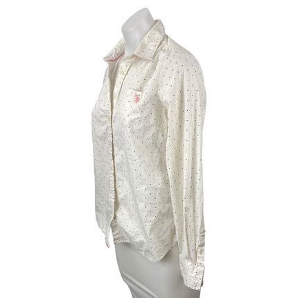 U.S. Polo Assn. Womens Polka Dot Collared Long Sleeve Button Down Shirt Top Sz M
