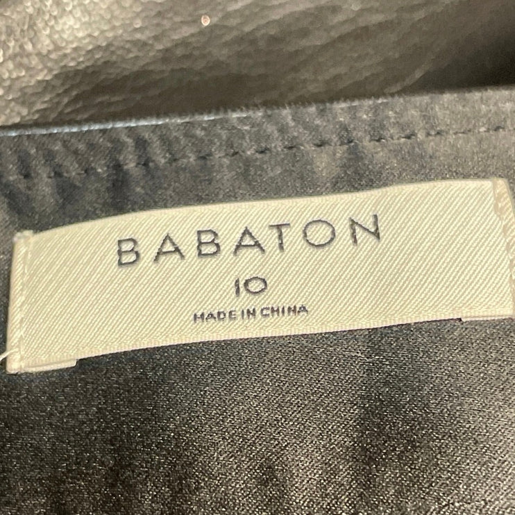 Aritzia Babaton Women's Black Faux Leather Vegan Straight Mini Skirt Size 10