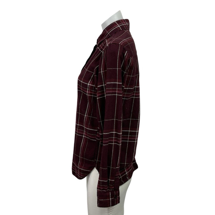 Uniqlo Womens Red Plaid Flannel Check Long Sleeve Button Down Shirt Top Size S