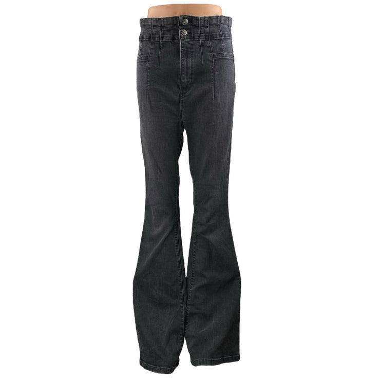 Free People We The Free Black High Waisted Flare Bootcut Denim Jeans Size 31