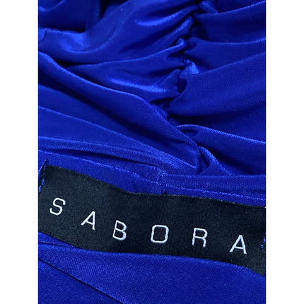 Sabora Blue Ruched Long Sleeve Off Shoulder Sweetheart Neck Midi Bodycon Dress S