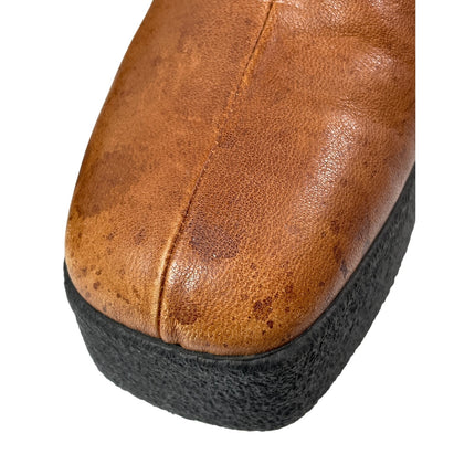 Brother Vellies Empire Women's Brown Platform Heels Square Toe Ankle Boots Sz 10