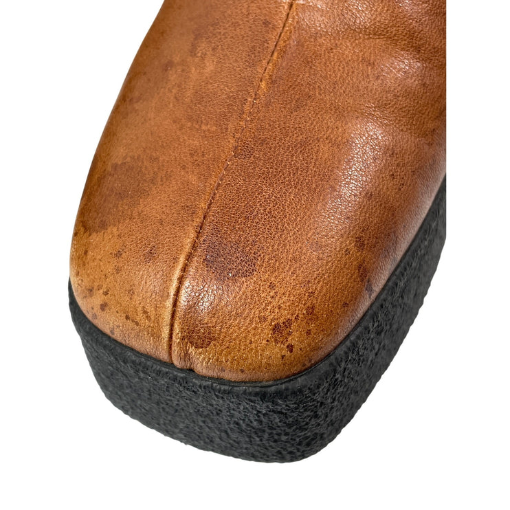 Brother Vellies Empire Women's Brown Platform Heels Square Toe Ankle Boots Sz 10
