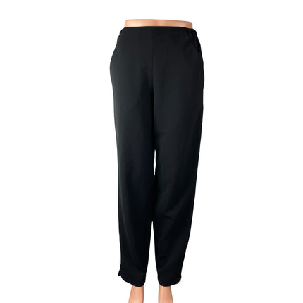 Harvey Faircloth Black High Rise Elastic Waist Straight Trousers Dress Pants M
