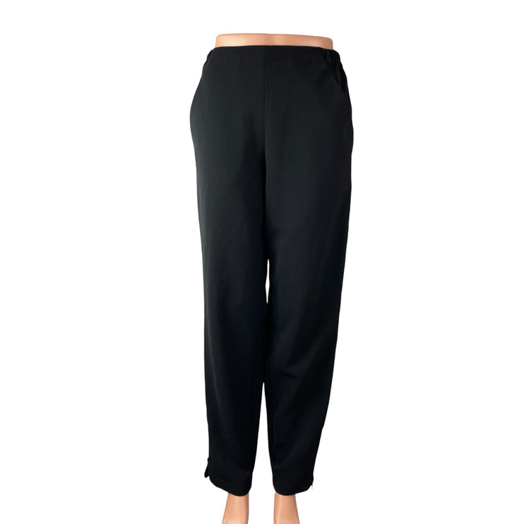 Harvey Faircloth Black High Rise Elastic Waist Straight Trousers Dress Pants M