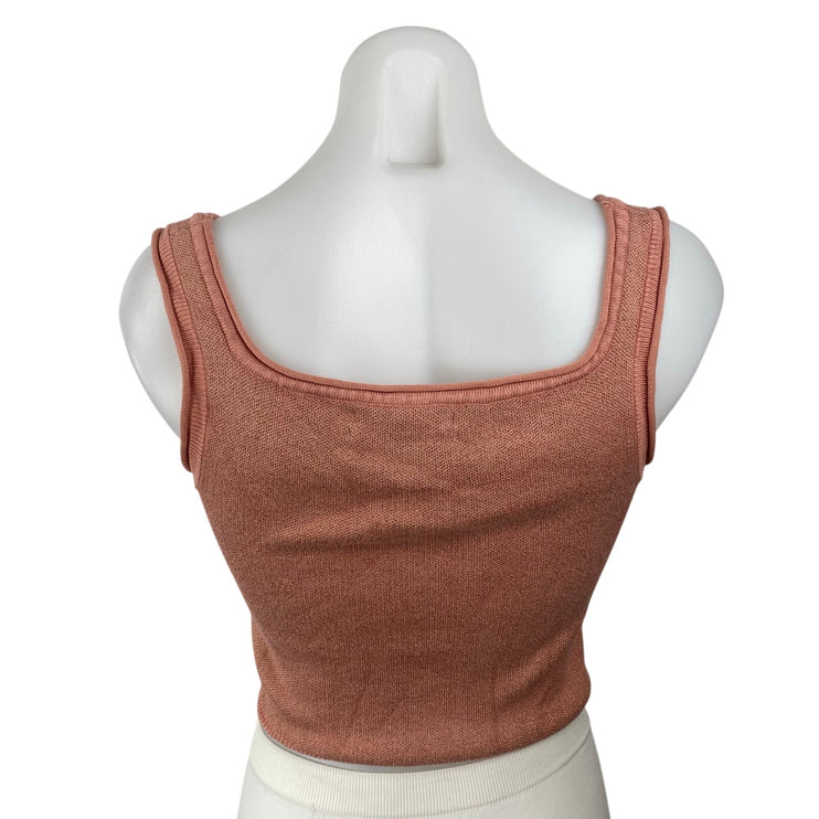 Urban Outfitters Women's Pink Square Neck Sleeveless Slim Crop Cami Tank Top M