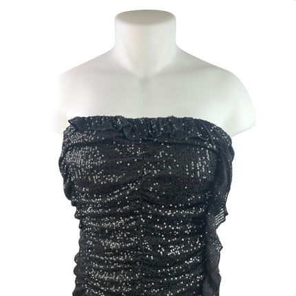 NEW Fashion Nova Katy Black Sequin Strapless Tube Bandeau Bodycon Mini Dress XXL