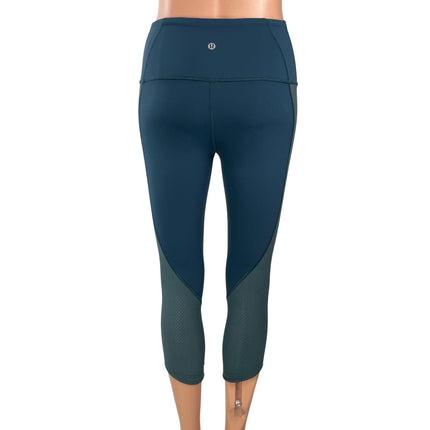 Lululemon Hot Pursuit Women's Blue Activewear Athletic Cropped Leggings Pants 4