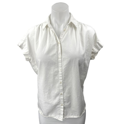 Madewell Women's White Button Up Short Sleeve Collar Shirt Blouse Top Size XS